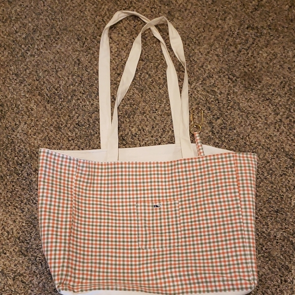 Vineyard Vines Handbags - Stylish Checkered Tote Bag Handcrafted From A Men's Vinyard Vines Dress Shirt